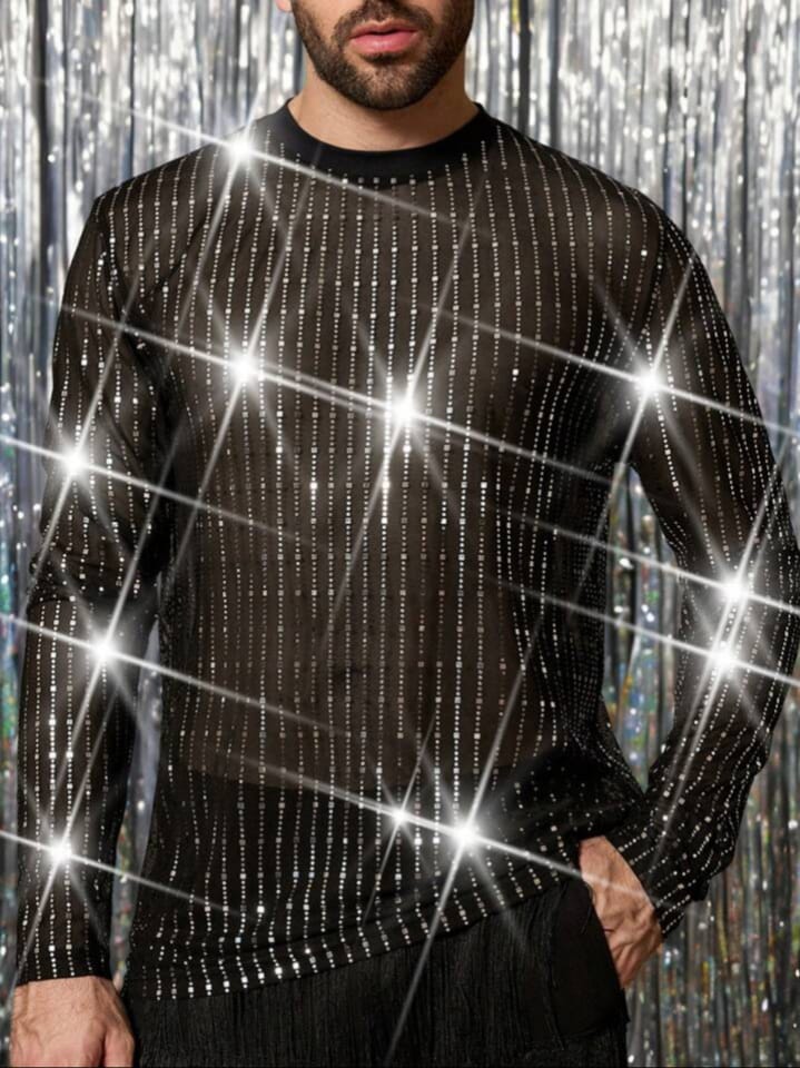 Uptown Funky Men's Sequin Loose Fit Short Sleeve Tshirt